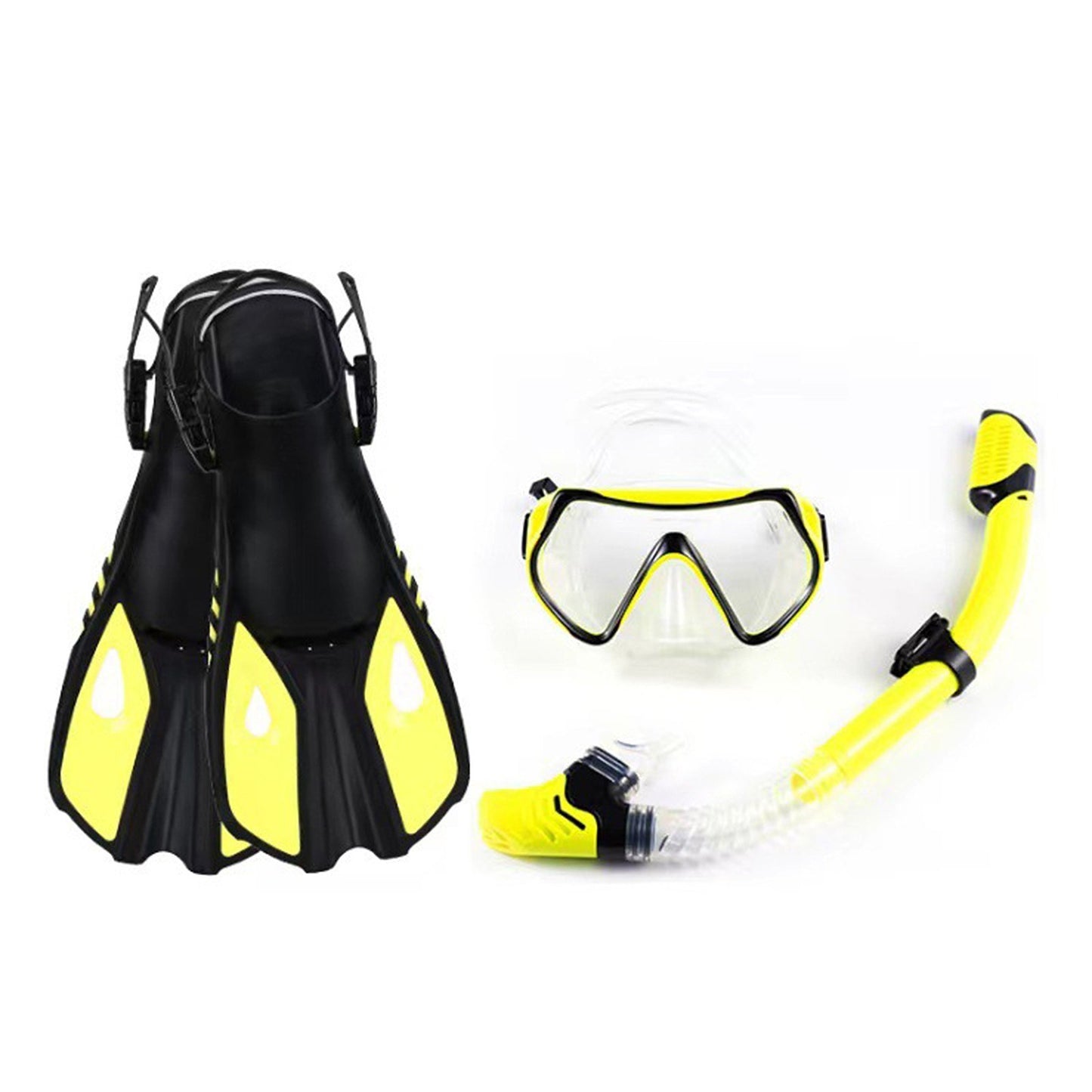 Three-Window Diving Mask Set with Full Dry Snorkel and Adjustable Fins for Men & Women