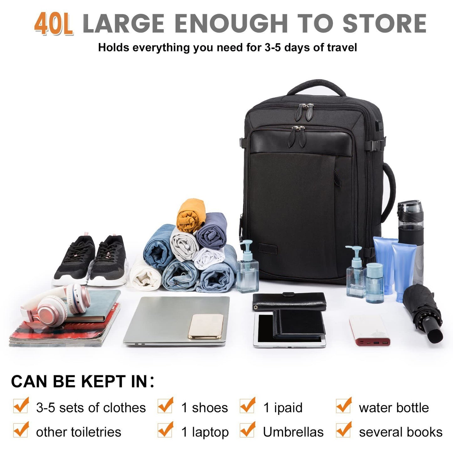 4-Piece Carry-On Travel Backpack Set for Laptops - Perfect for Men & Women