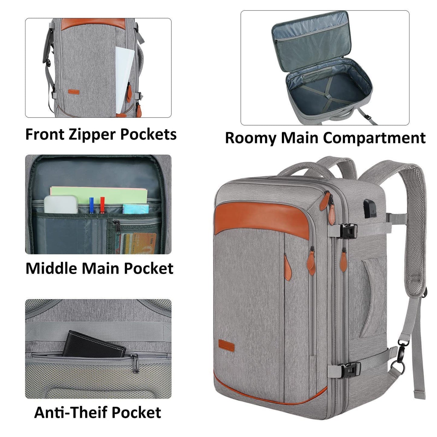 4-Piece Carry-On Travel Backpack Set for Laptops - Perfect for Men & Women