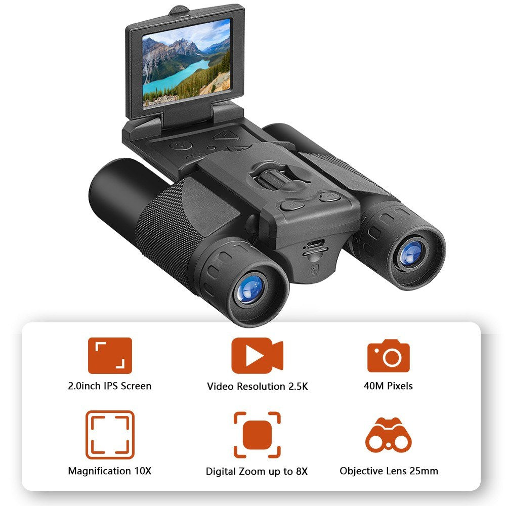 2.5K Video Digital Camera Binoculars with 8X Zoom, 40MP Photo & 2.0 LCD for Bird Watching, Hunting, Camping, Outdoor Activities, Security, Search & Rescue