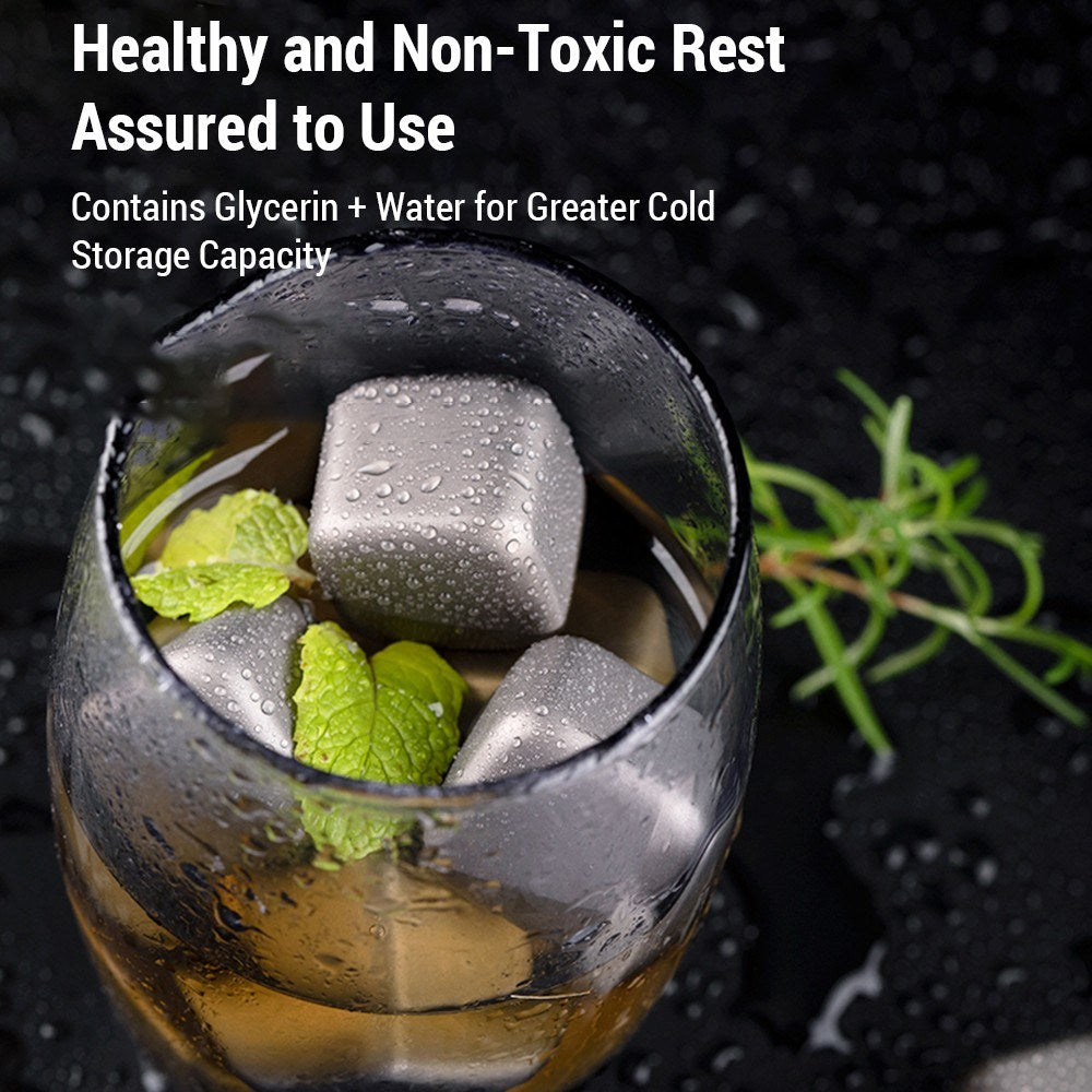 Titanium Whiskey Stones Set - Reusable Non-Melting Chilling Rocks for Whiskey & Drinks