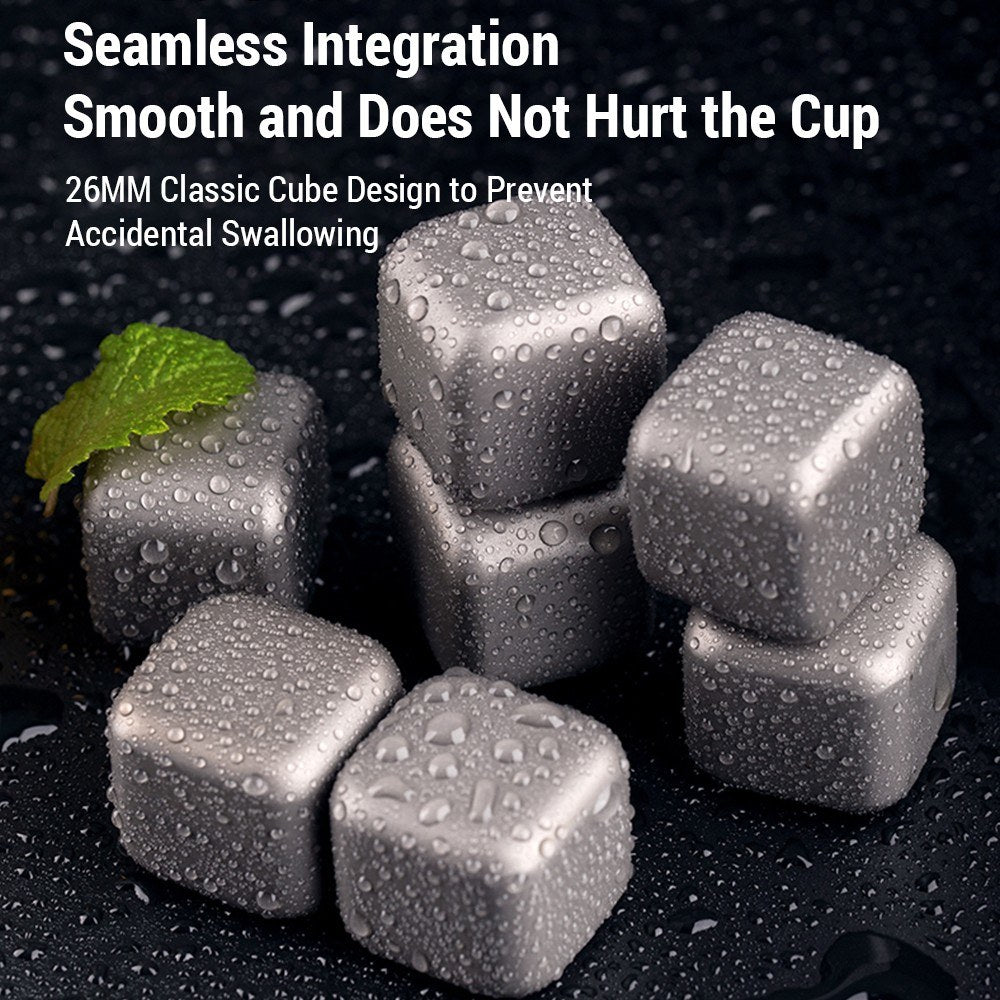 Titanium Whiskey Stones Set - Reusable Non-Melting Chilling Rocks for Whiskey & Drinks