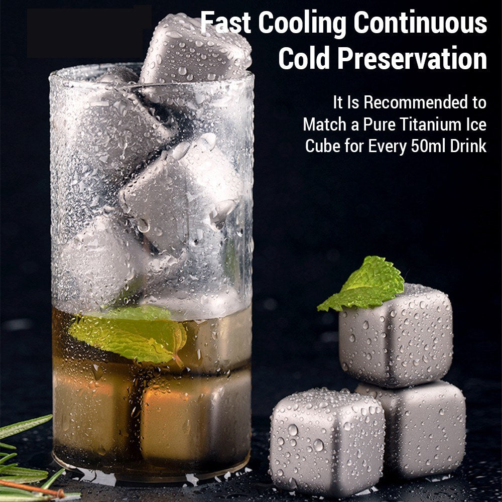 Titanium Whiskey Stones Set - Reusable Non-Melting Chilling Rocks for Whiskey & Drinks