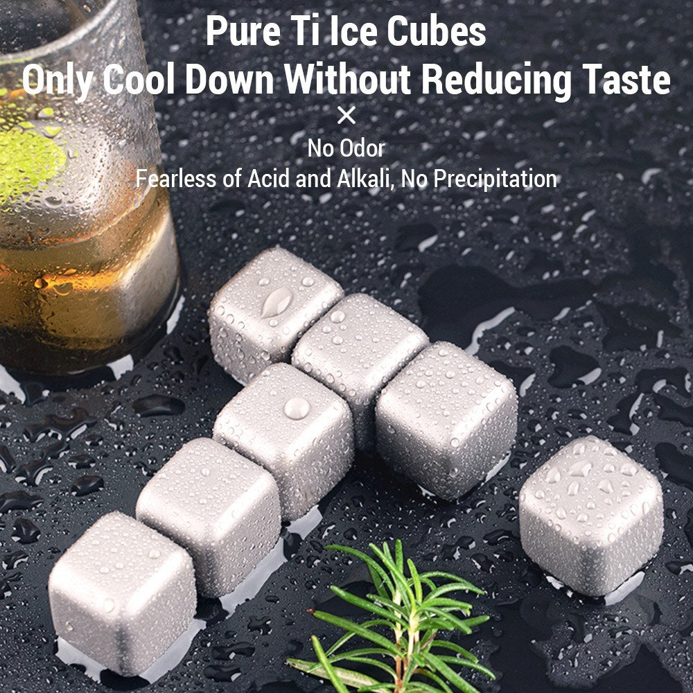 Titanium Whiskey Stones Set - Reusable Non-Melting Chilling Rocks for Whiskey & Drinks