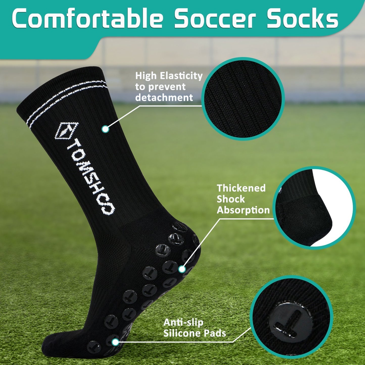 6 Pairs TOMSHOO Anti-Slip Sports Socks for Men & Women – Ideal for Football, Hiking, Running, Basketball, Trampolining, Cycling & Daily Use
