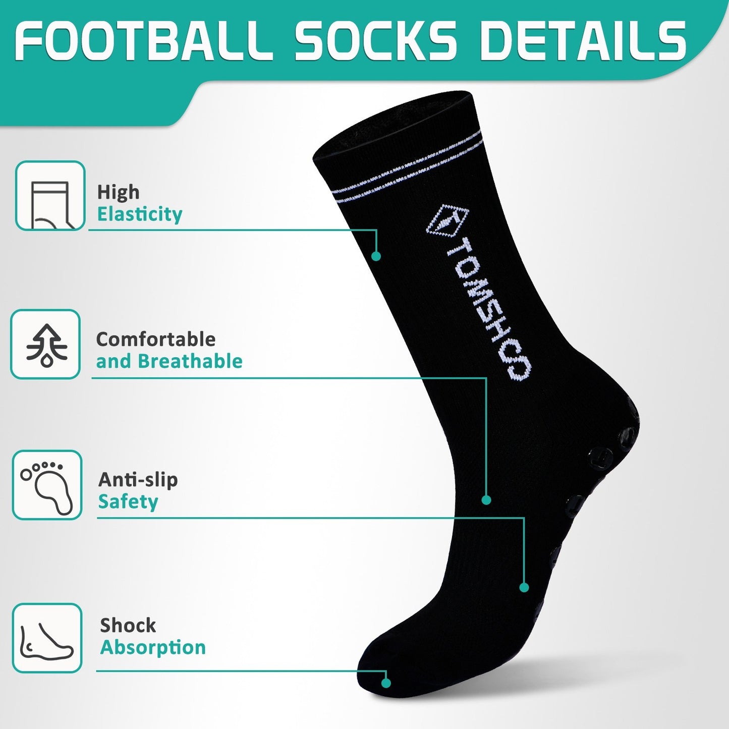 6 Pairs TOMSHOO Anti-Slip Sports Socks for Men & Women – Ideal for Football, Hiking, Running, Basketball, Trampolining, Cycling & Daily Use