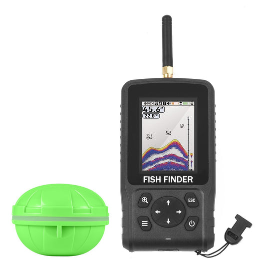 Wireless Portable Fish Finder with 2.6in LED Color Screen, Long-Range Detection, High Brightness, 90° Sonar Coverage, 433MHz Frequency, Depth Range 2.6-160ft – Ideal Fishing Gear