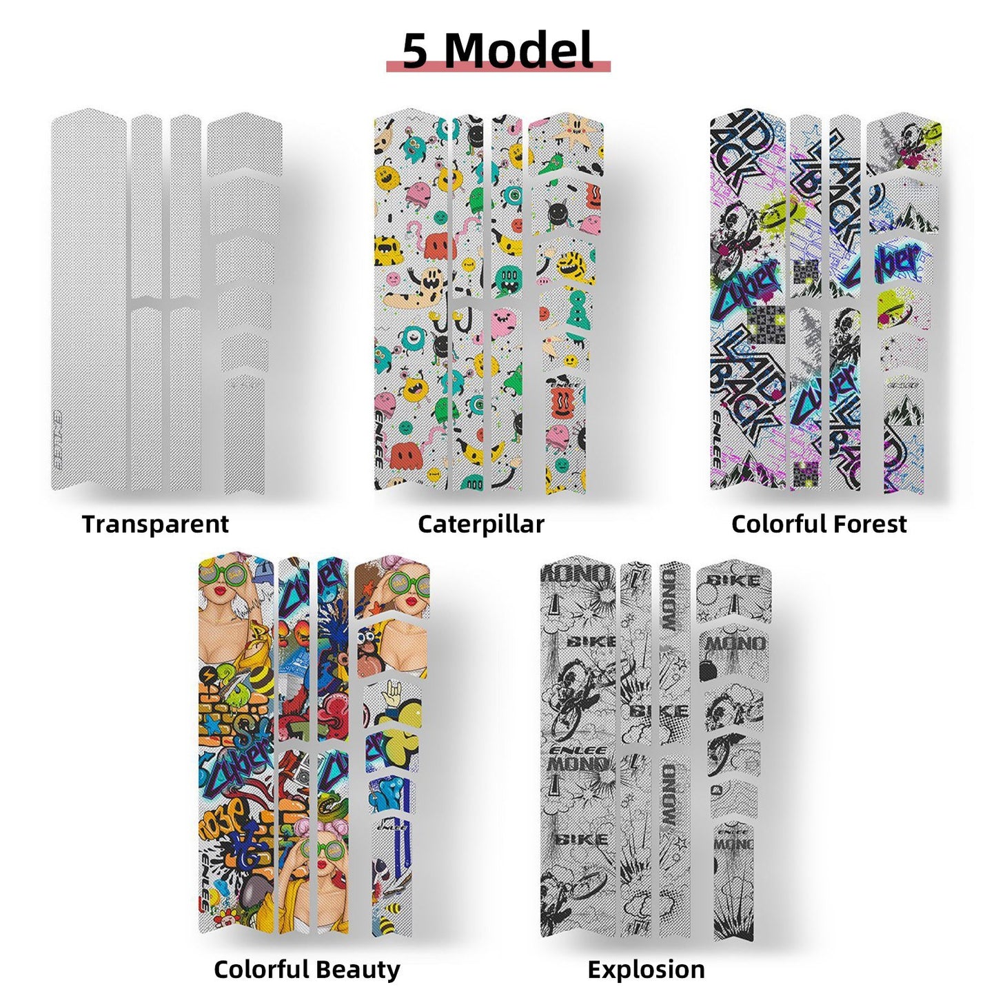 ENLEE 3D PVC Bike Frame Protector - High-Quality, Lightweight, DIY Decoration for Mountain & Road Bikes