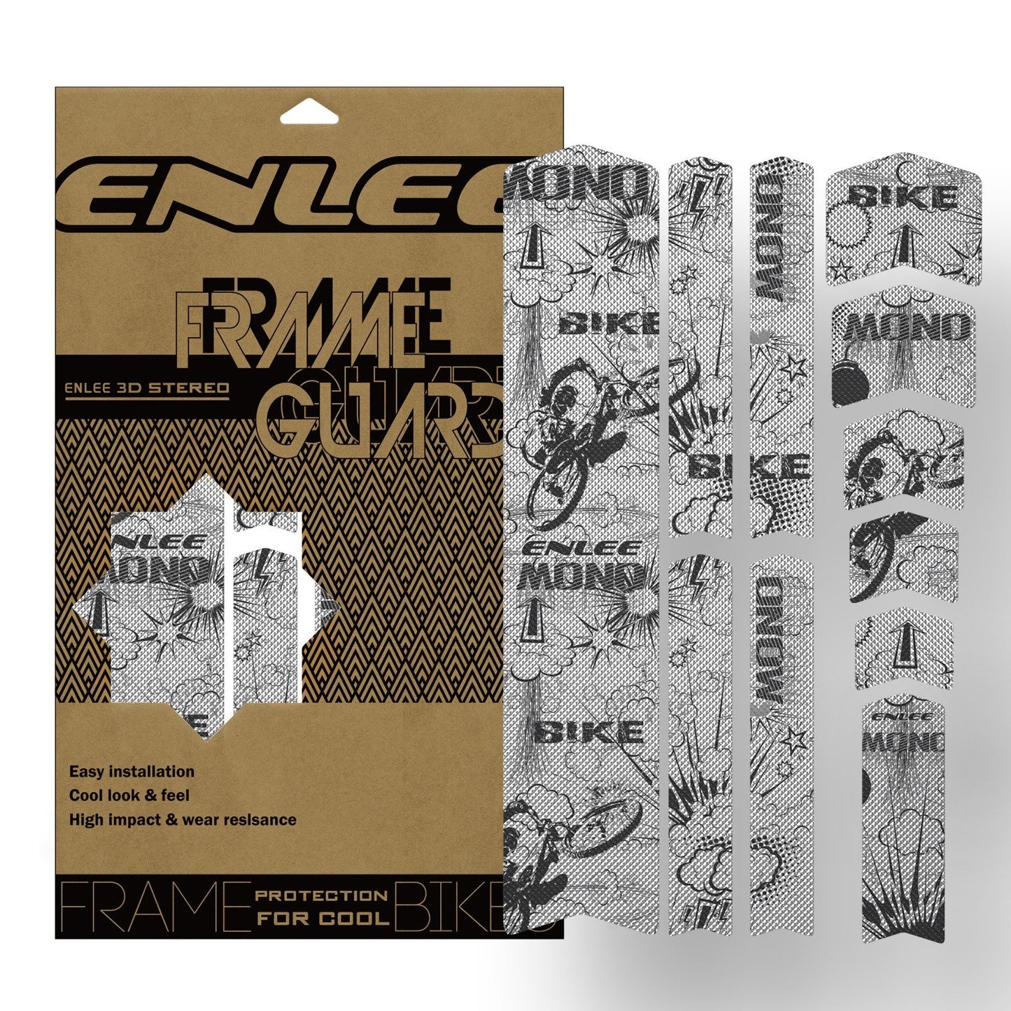 ENLEE 3D PVC Bike Frame Protector - High-Quality, Lightweight, DIY Decoration for Mountain & Road Bikes