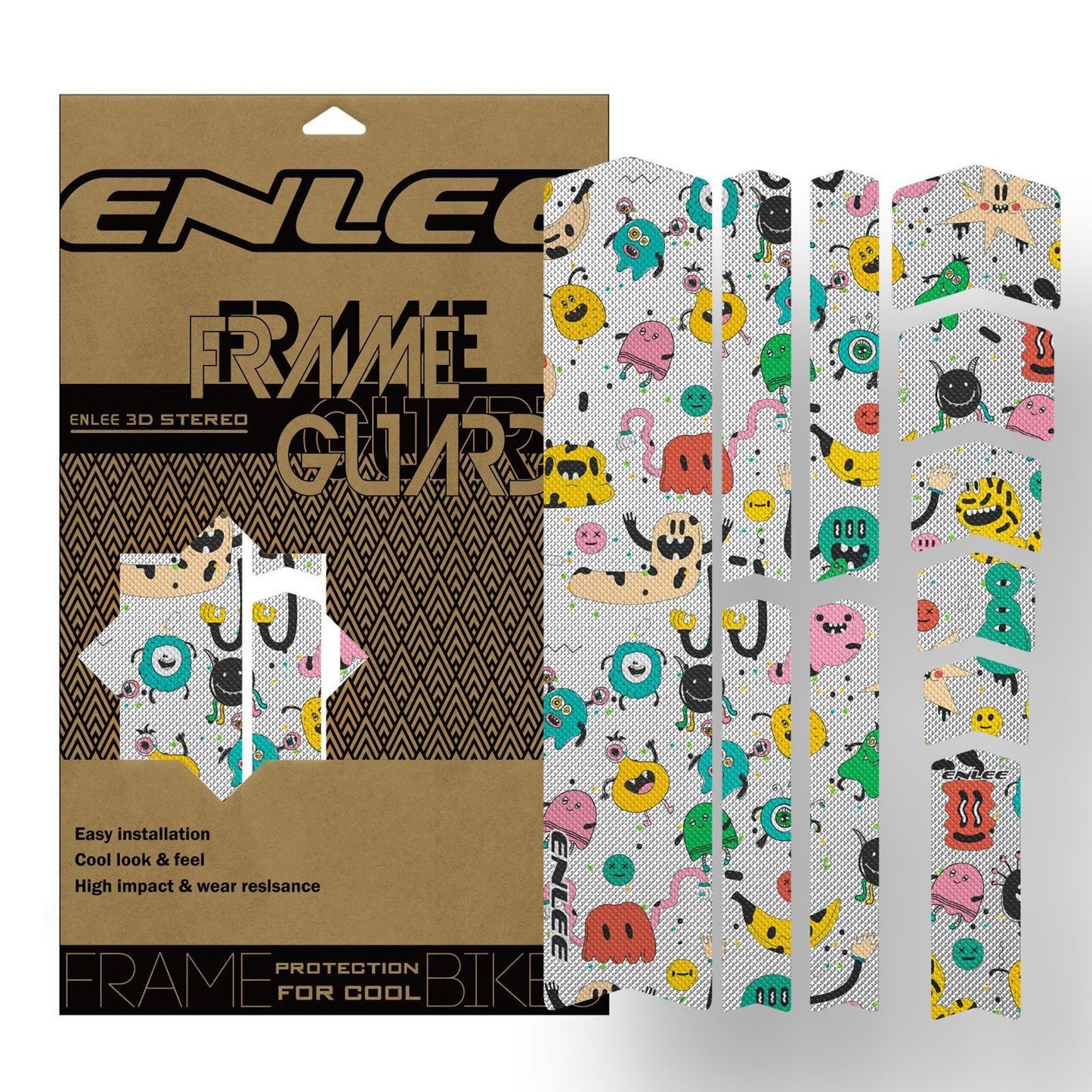 ENLEE 3D PVC Bike Frame Protector - High-Quality, Lightweight, DIY Decoration for Mountain & Road Bikes