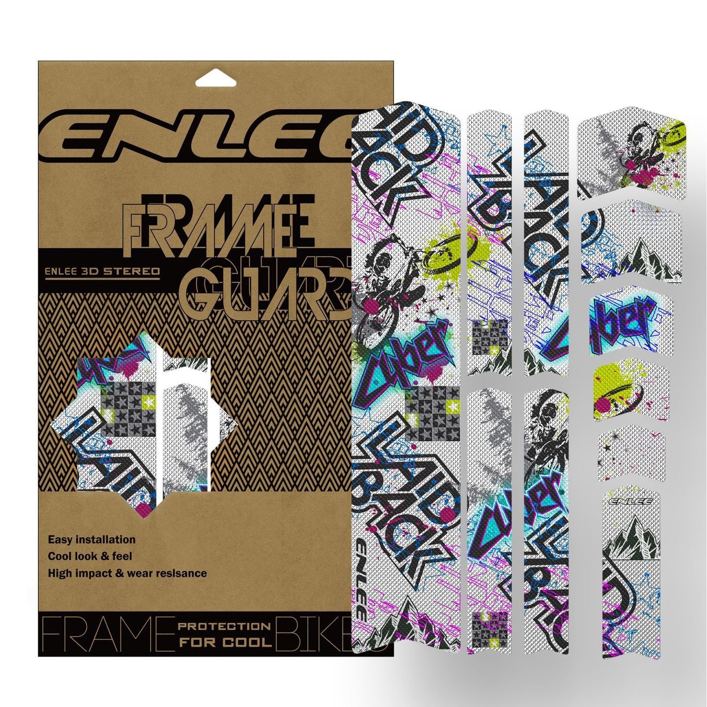 ENLEE 3D PVC Bike Frame Protector - High-Quality, Lightweight, DIY Decoration for Mountain & Road Bikes