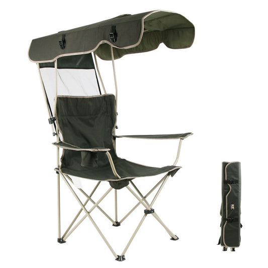 Portable Folding Chair with Canopy Shade for Beach, Camping, and Lawn - Perfect Outdoor Seating with Reinforced Anti-Slip Feet