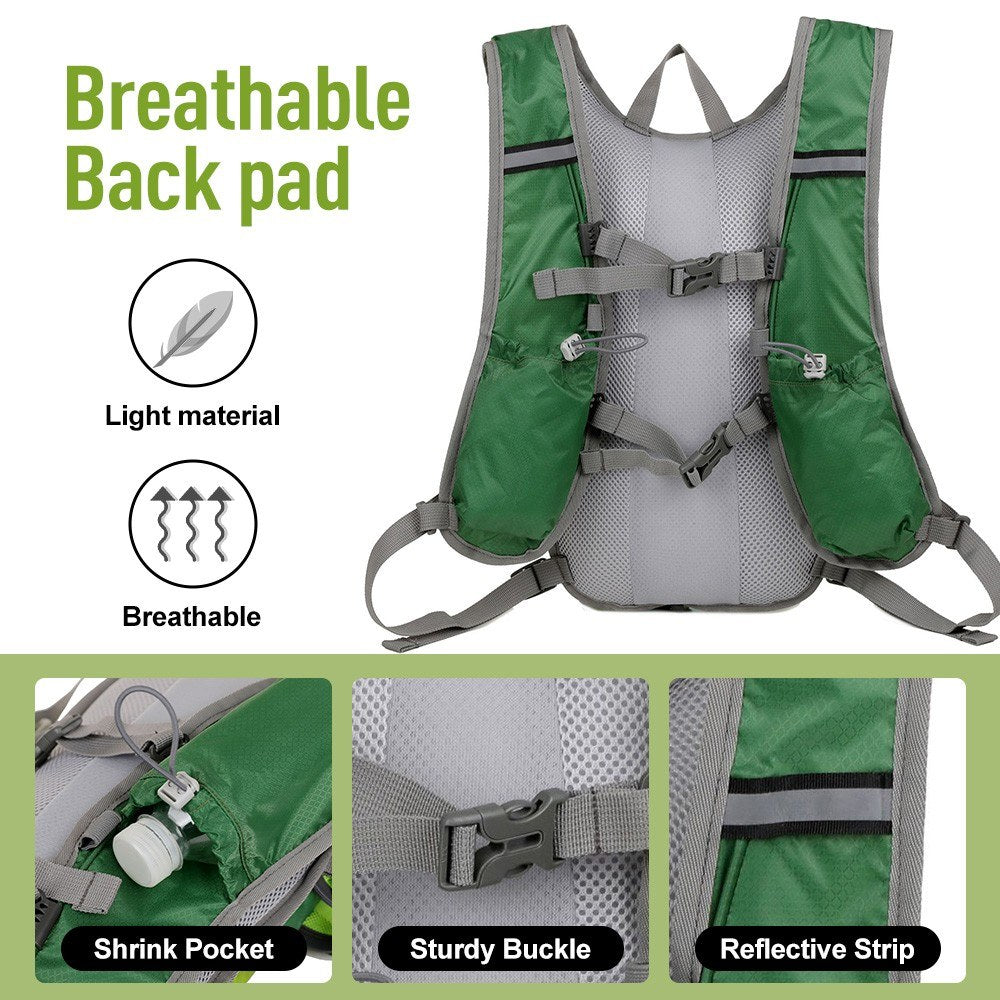 Reflective Nylon Hydration Backpack with Water Bladder for Cycling & Running