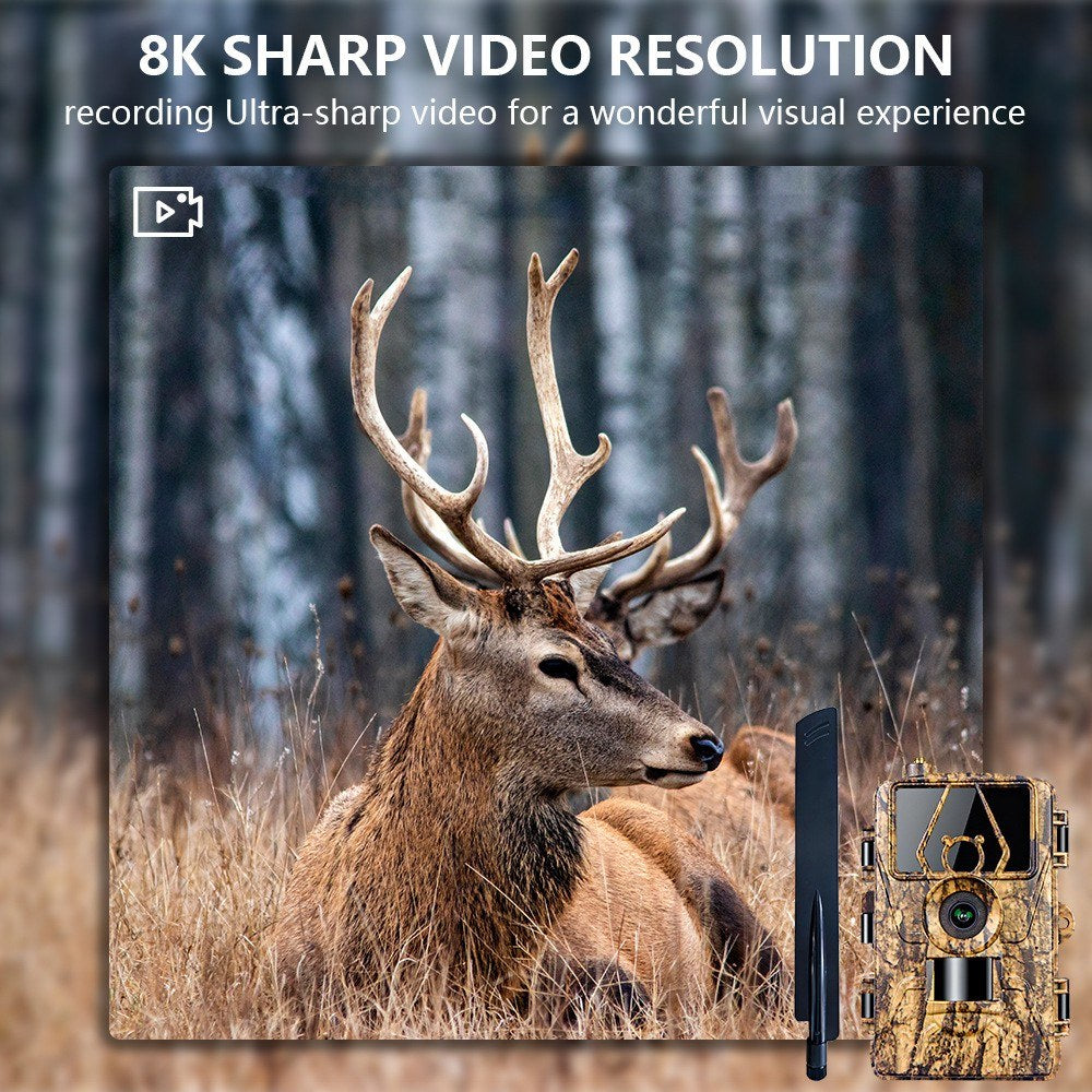 8K Trail Cam 60MP Photos | Night Vision Motion Sensor | Waterproof Wildlife Camera for Hunting & Home Security | 4G EU Version with SIM & Antenna