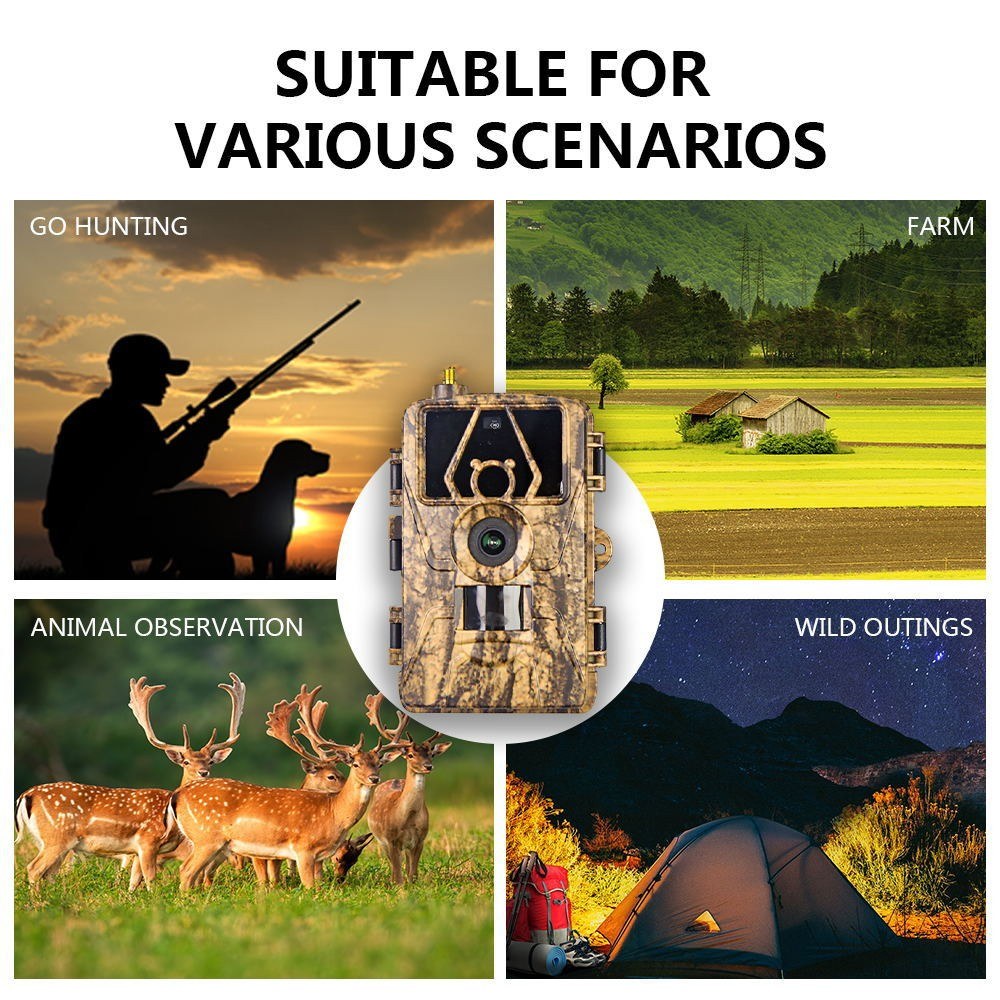 8K Trail Cam 60MP Photos | Night Vision Motion Sensor | Waterproof Wildlife Camera for Hunting & Home Security | 4G EU Version with SIM & Antenna