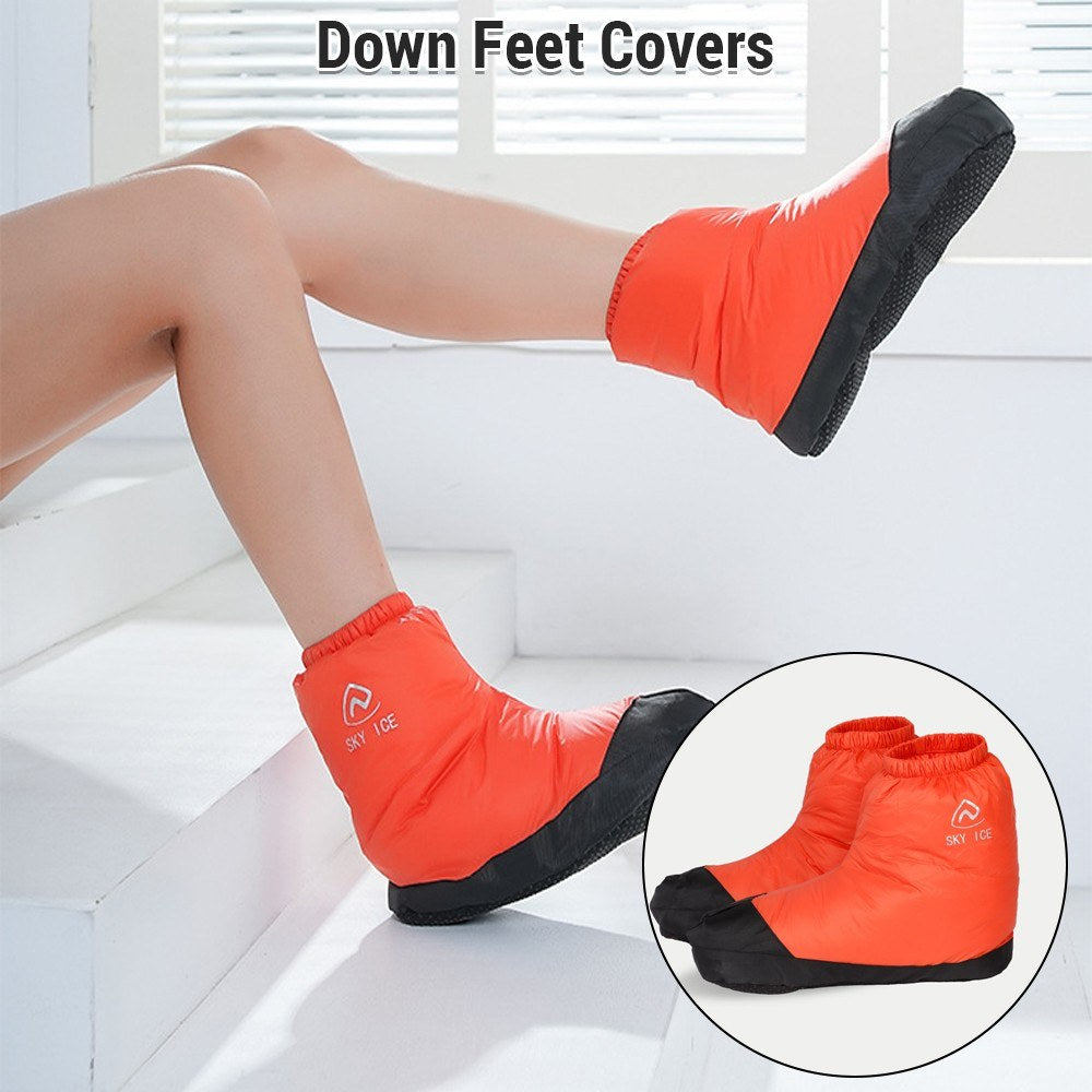 Waterproof Down Slipper Boots - Lightweight Stuffed Booties & Feet Covers