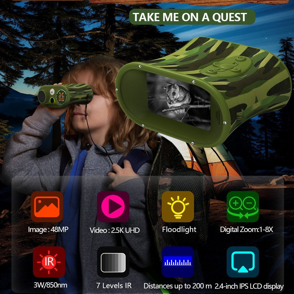 Kids Digital Night Vision Binoculars with 2.4” Display & 8X Zoom