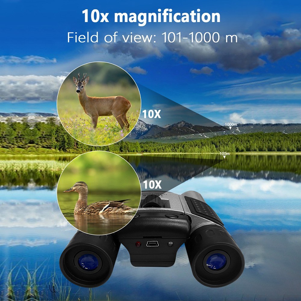 High-Definition Digital Binoculars with 10x Zoom & Night Vision, Camera & Video Recording for Adults