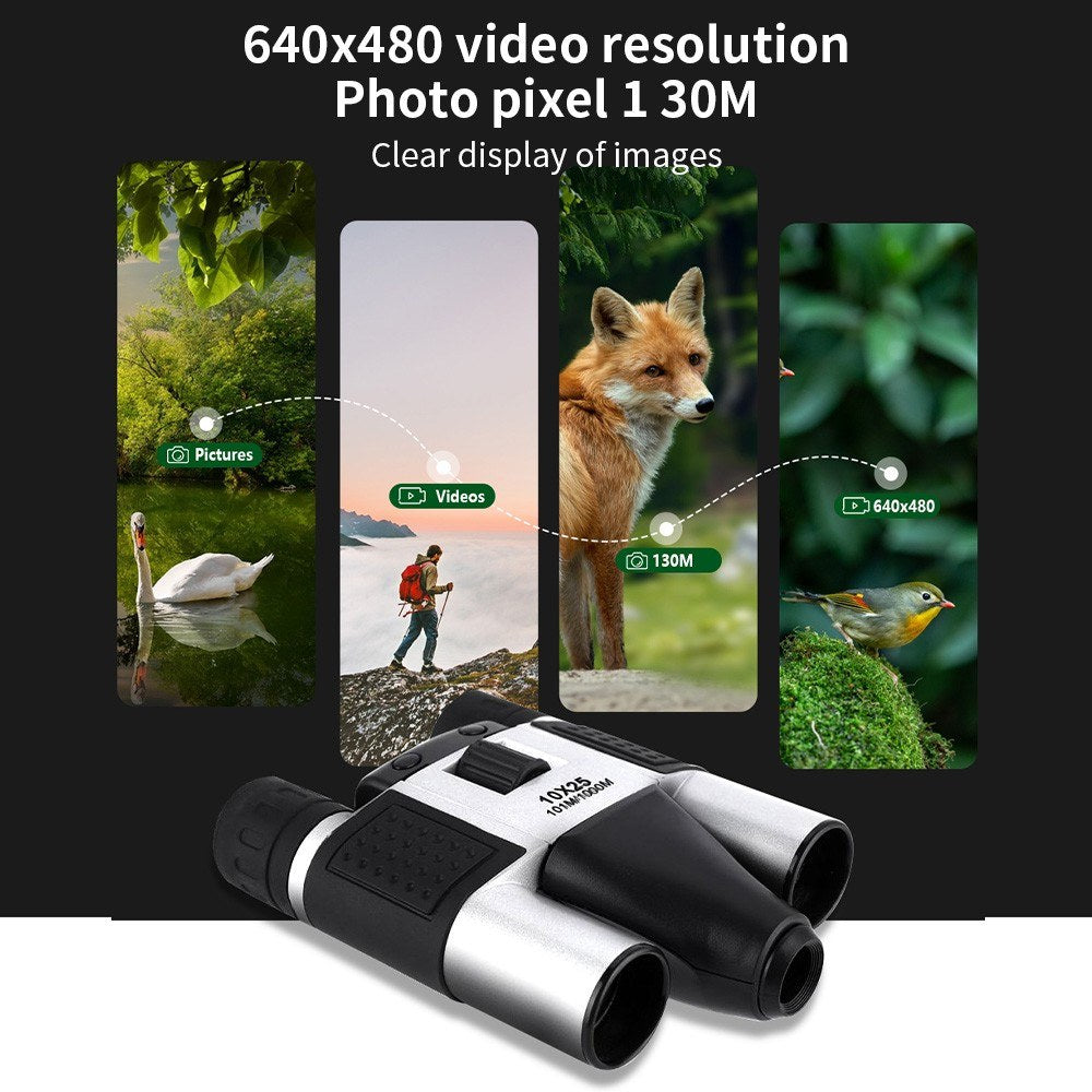 High-Definition Digital Binoculars with 10x Zoom & Night Vision, Camera & Video Recording for Adults