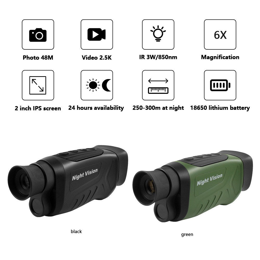 2.5K Video Night Vision Monocular - 40MP Photo, 8X Zoom, 350m Range, Infrared Digital Scope Camera