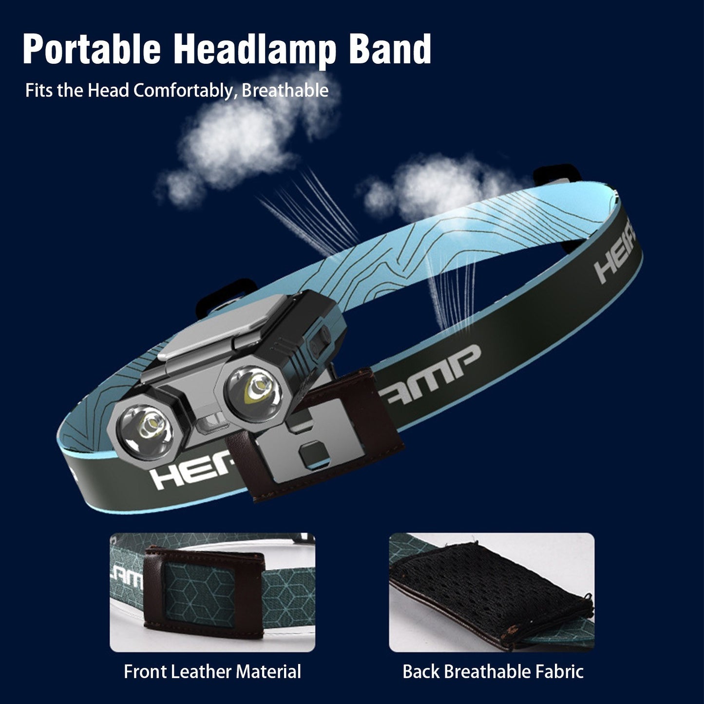 Intelligent Rechargeable LED Headlamp with Hat Clip & Type-C Power Bank - Adjustable Brightness & Induction Mode