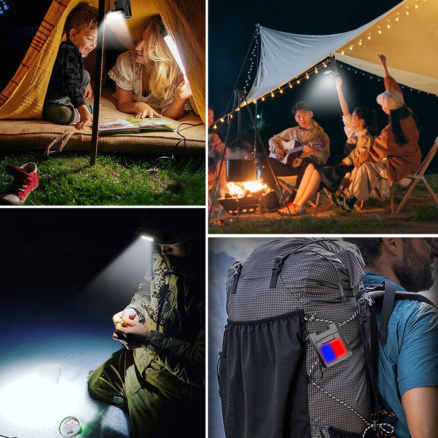 Intelligent Rechargeable LED Headlamp with Hat Clip & Type-C Power Bank - Adjustable Brightness & Induction Mode