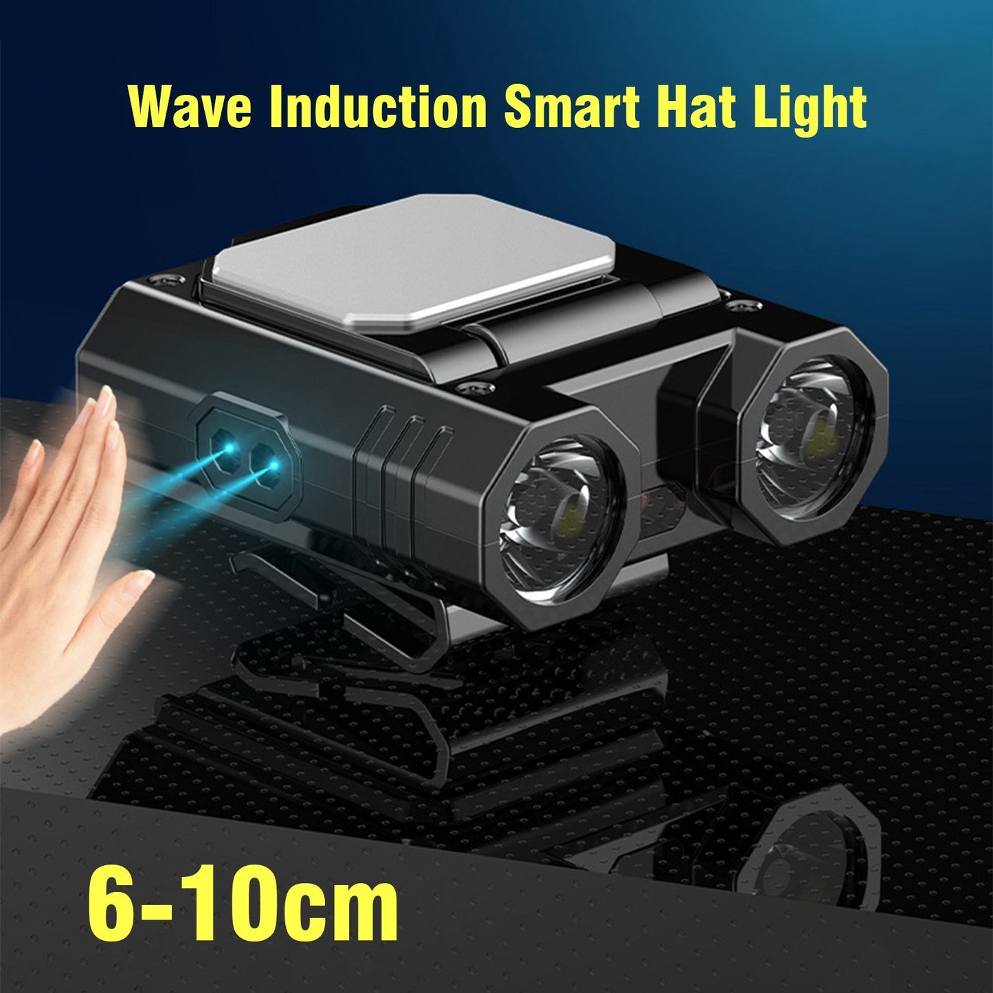 Intelligent Rechargeable LED Headlamp with Hat Clip & Type-C Power Bank - Adjustable Brightness & Induction Mode