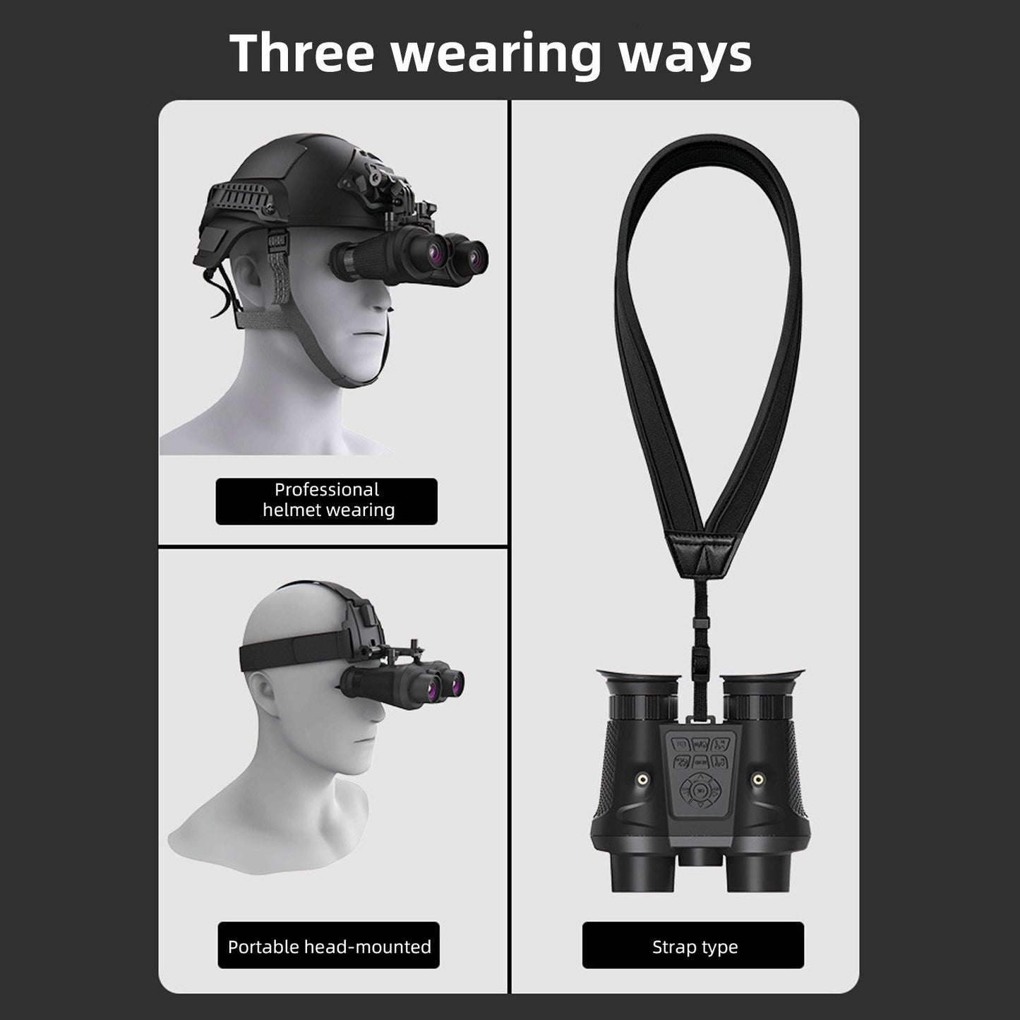 3D VR Night Vision Goggles: Infrared Binoculars with 8064x3024 Photo, 3840x1080 Video Resolutions, 150m Range, Built-in 100-Inch Display, 3W 850nm Spotlight & 7 Brightness Levels