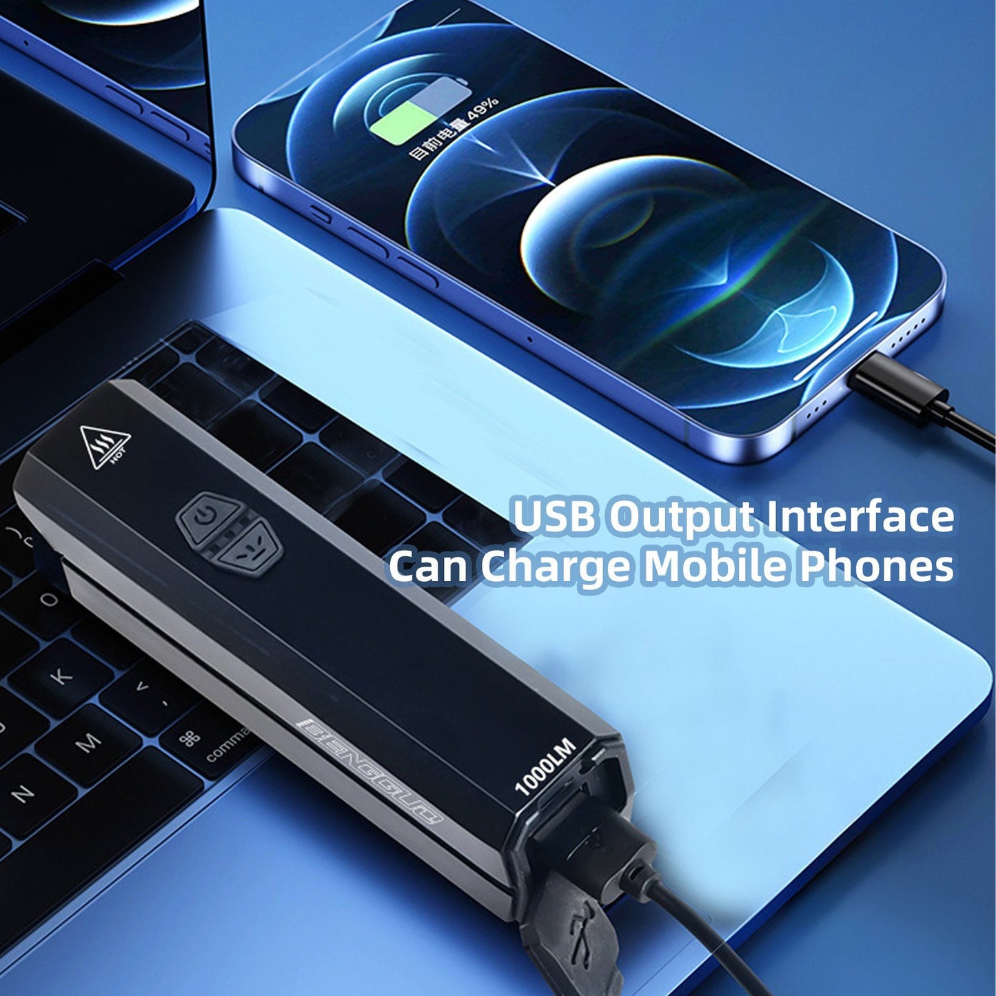 BENGGUO Rechargeable Waterproof LED Bike Headlight, USB-C Charging, 6 Modes, High-Clearance for Night Riding