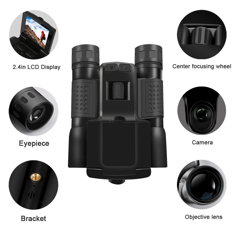 8X Zoom Digital Binoculars with 2.4-Inch LCD Camera for Bird Watching