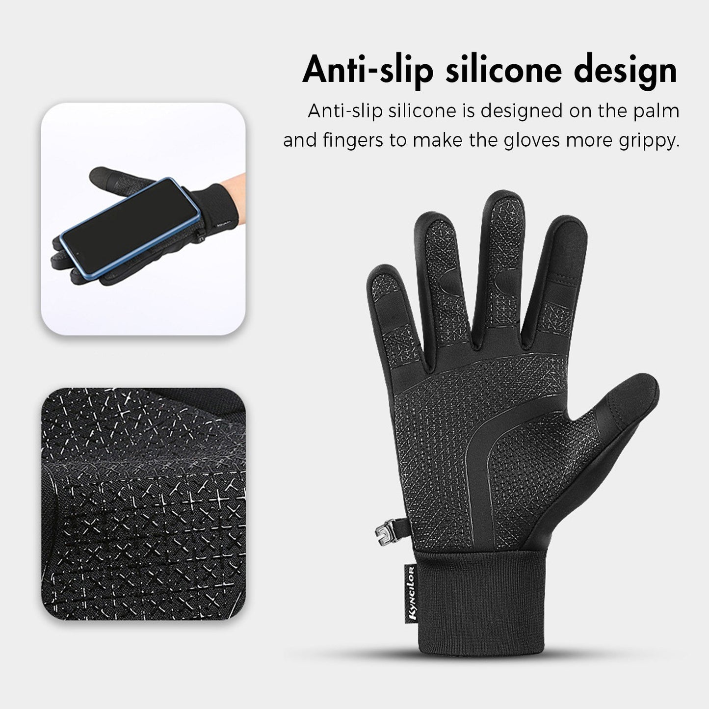 KYNCILOR Waterproof Winter Cycling Gloves - Touchscreen, Windproof, Reflective for Ski & Riding