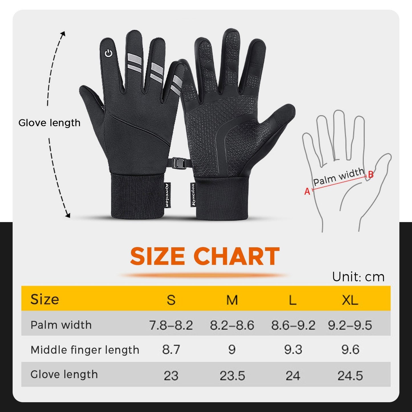Kyncilor Waterproof Winter Cycling Gloves - Warm Touchscreen Non-Slip Sports Gloves
