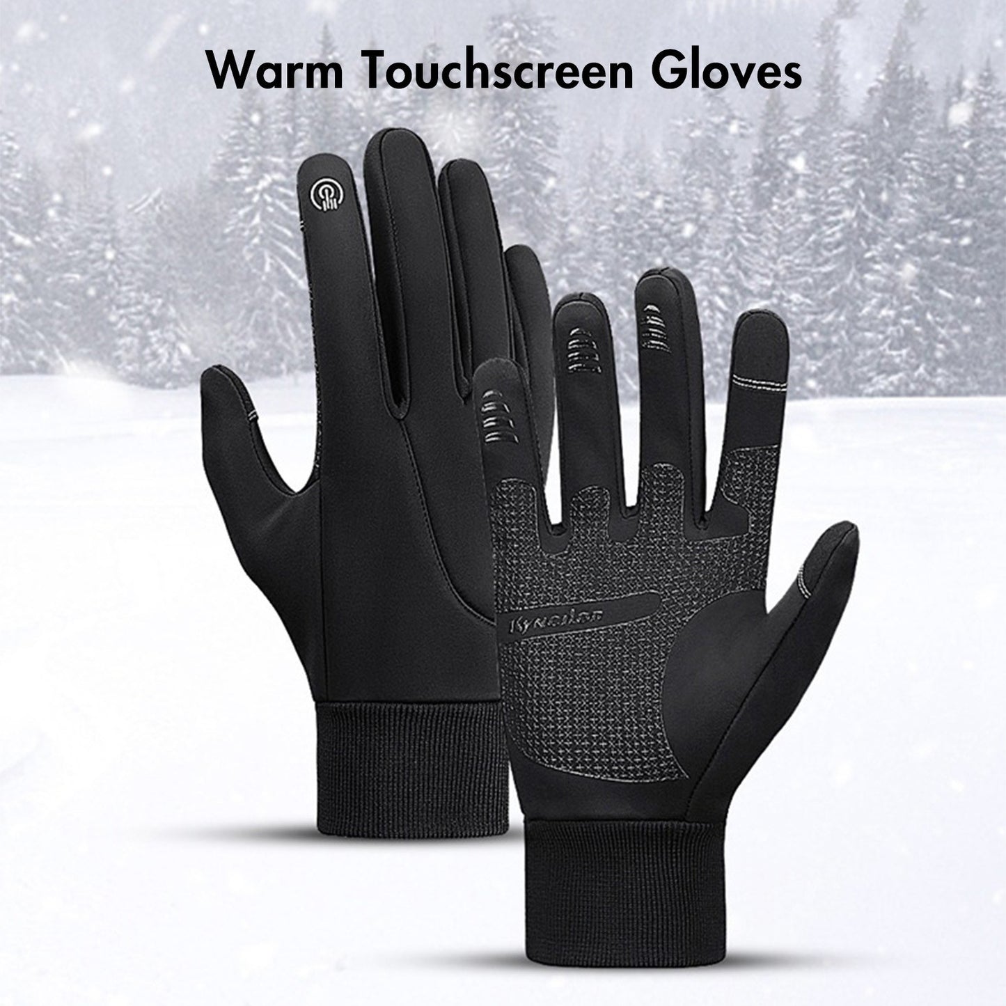 Kyncilor Waterproof Winter Cycling Gloves - Warm Touchscreen Non-Slip Sports Gloves