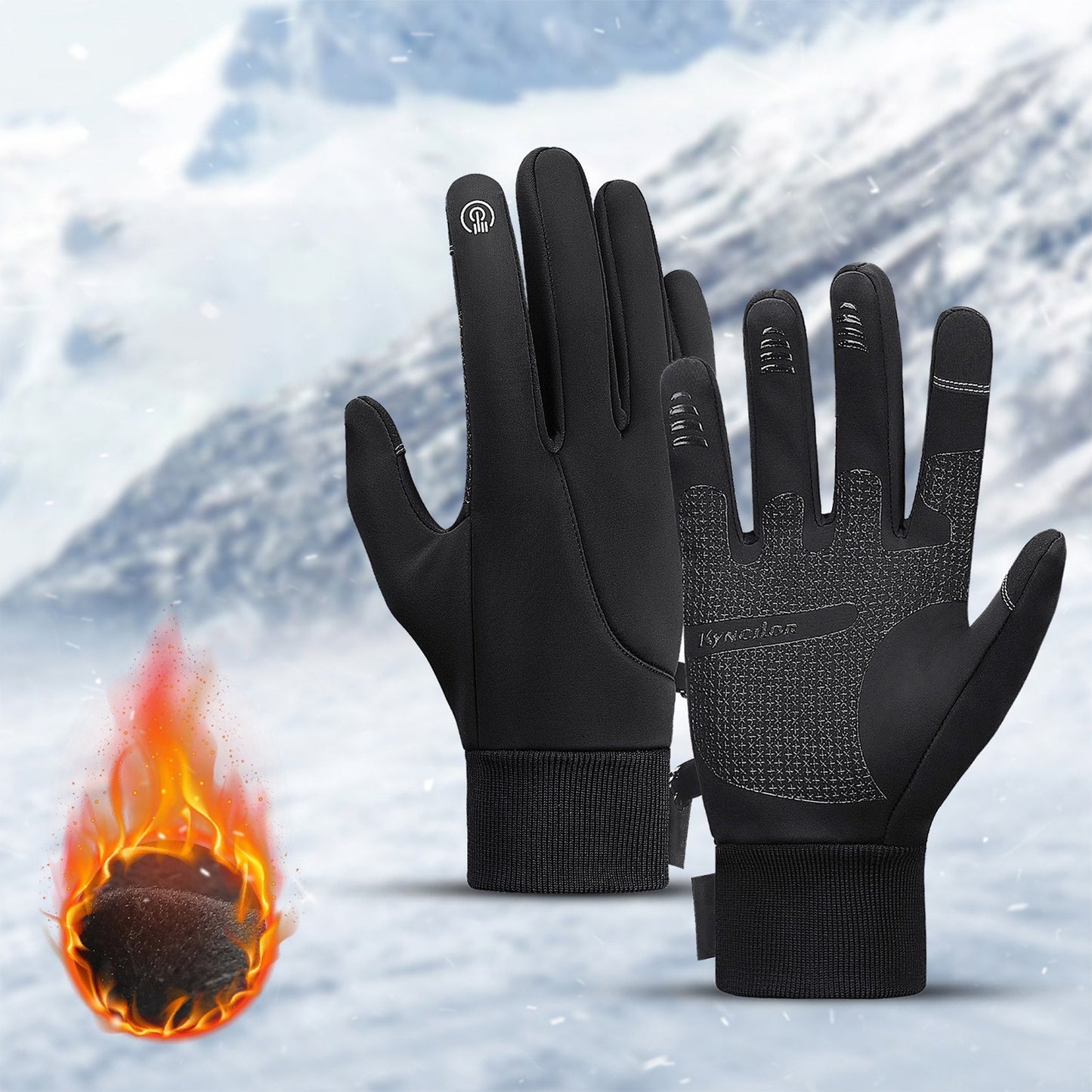 Kyncilor Waterproof Winter Cycling Gloves - Warm Touchscreen Non-Slip Sports Gloves