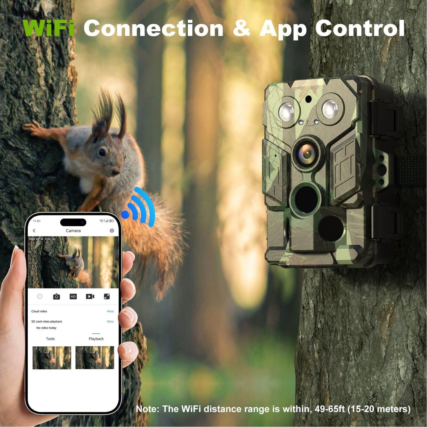 32MP Wildlife Trail Camera with Motion Activation, 1080p Video, Infrared, IP66 Waterproof, WiFi APP Control, PIR Sensor