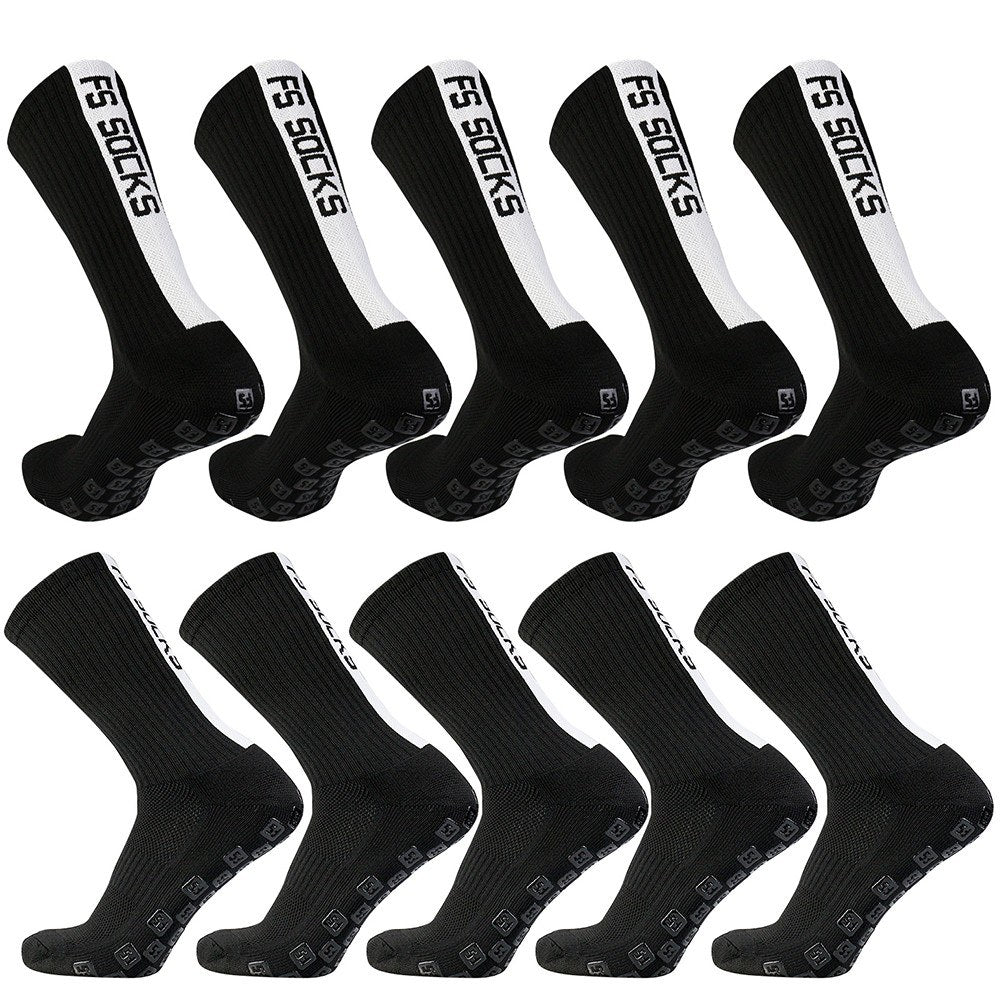 5 Pairs Anti-Slip Soccer & Basketball Grip Socks - Non-Slip Sports Socks