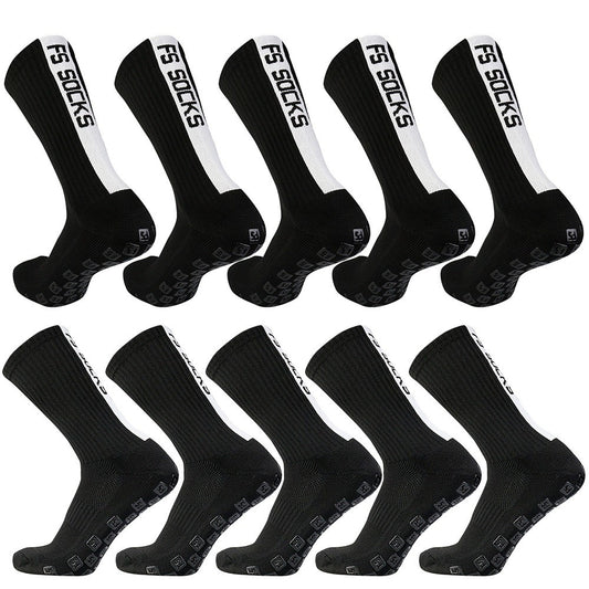 5 Pairs Anti-Slip Soccer & Basketball Grip Socks - Non-Slip Sports Socks