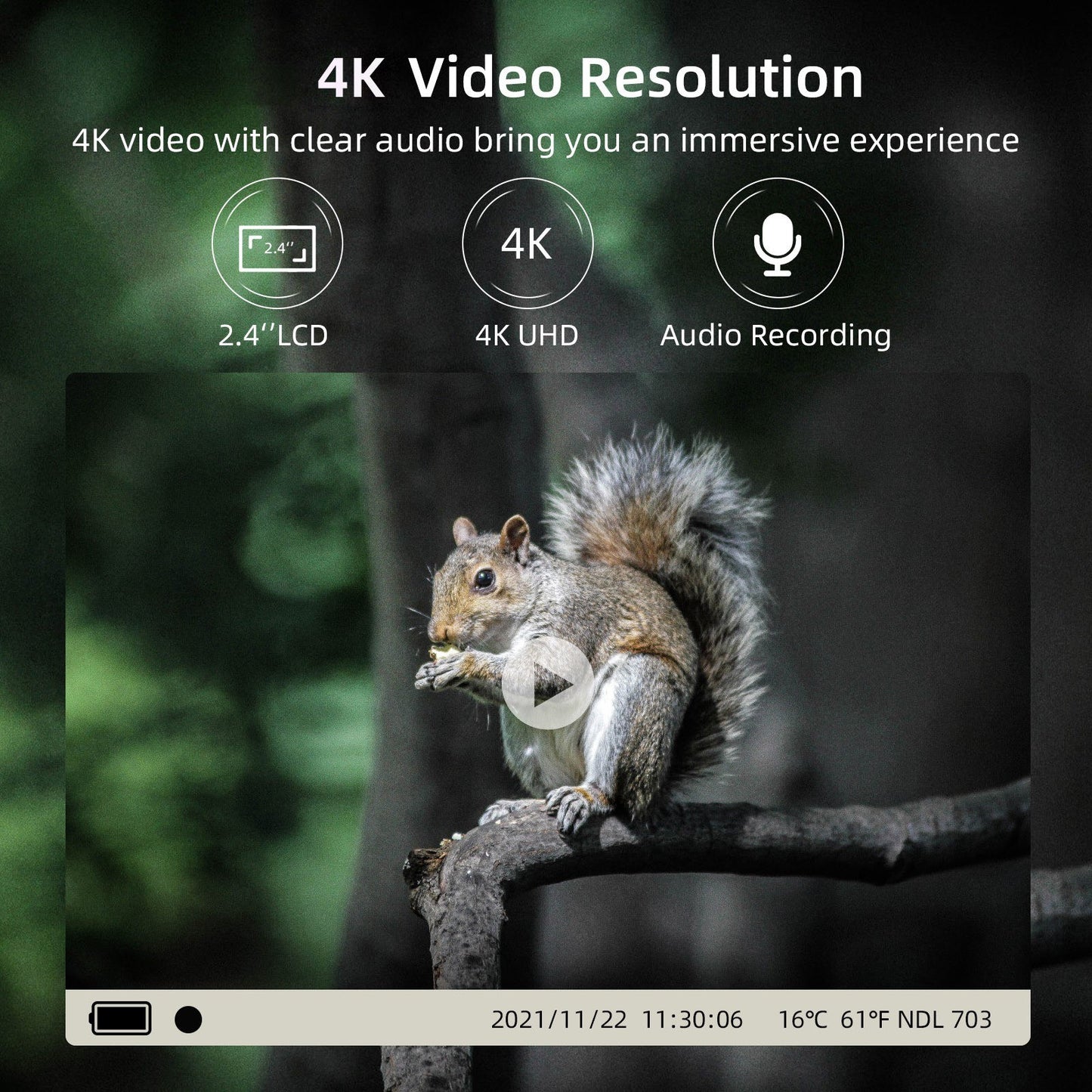 4K WiFi Trail Camera - Wireless Hunting Camera with PIR Sensor & Night Vision