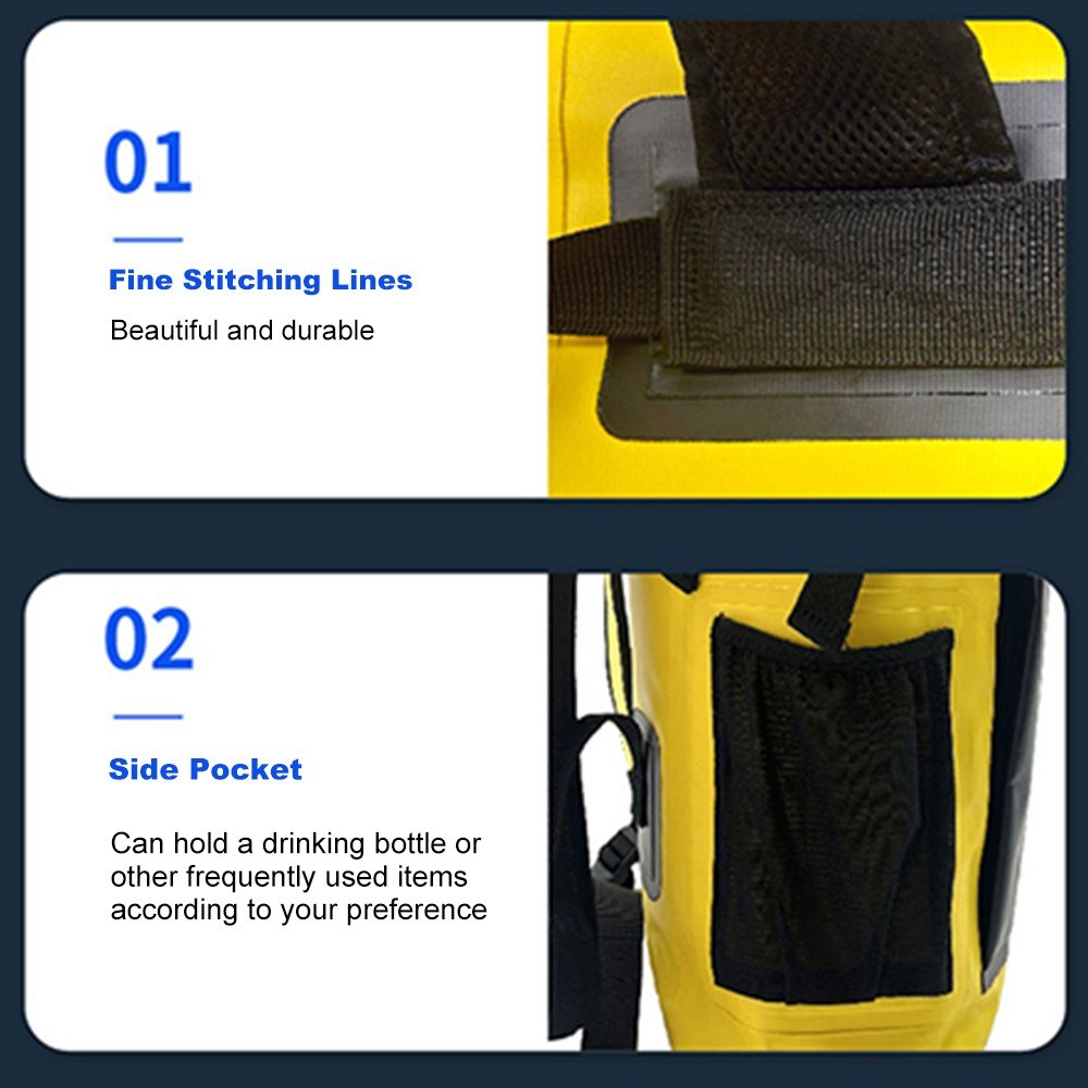 IPX6 Waterproof 30L Backpack - Durable 500D PVC for River Tracing, Surfing, and Outdoor Adventures - Ideal for Boating, Fishing, Climbing