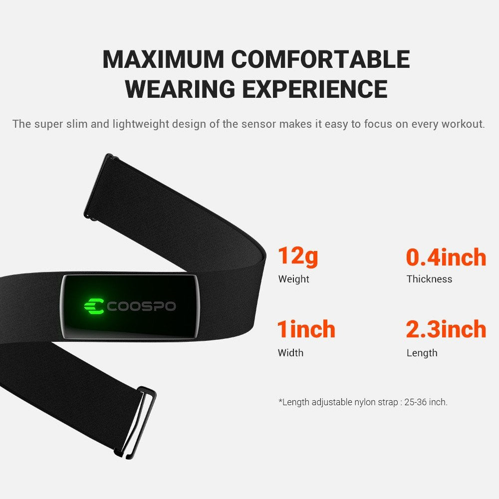 COOSPO H9Z Heart Rate Monitor Chest Strap with BT 5.0/ANT+ for Fitness, Yoga, Riding, Running
