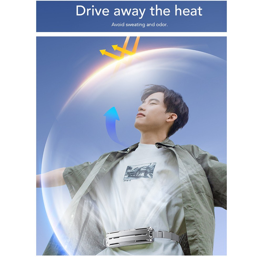 USB Rechargeable Portable Waist Fan with Ice Compress Belt - 3-Speed Cooling for Outdoor Activities