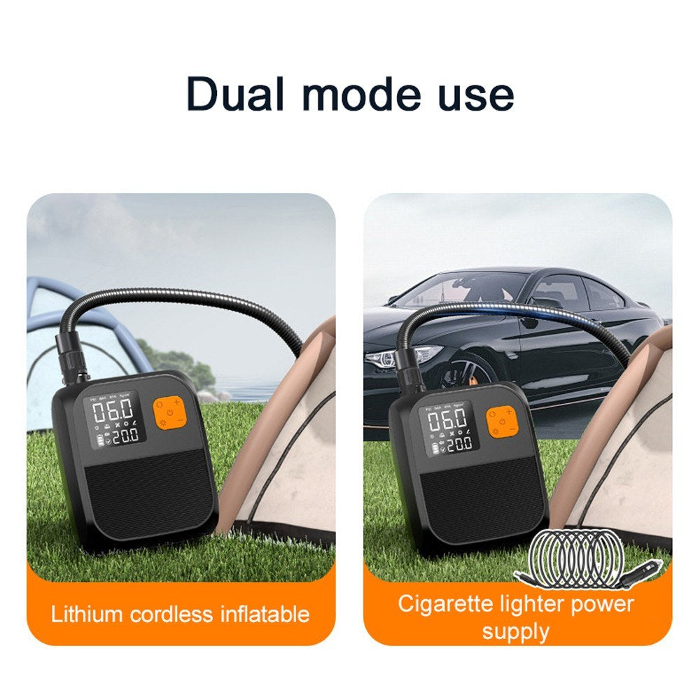 25PSI Electric Paddle Board Pump: High Pressure Compressor with Power Bank, 6 Nozzles & LED Light for Inflatable Boats & Air Mattresses