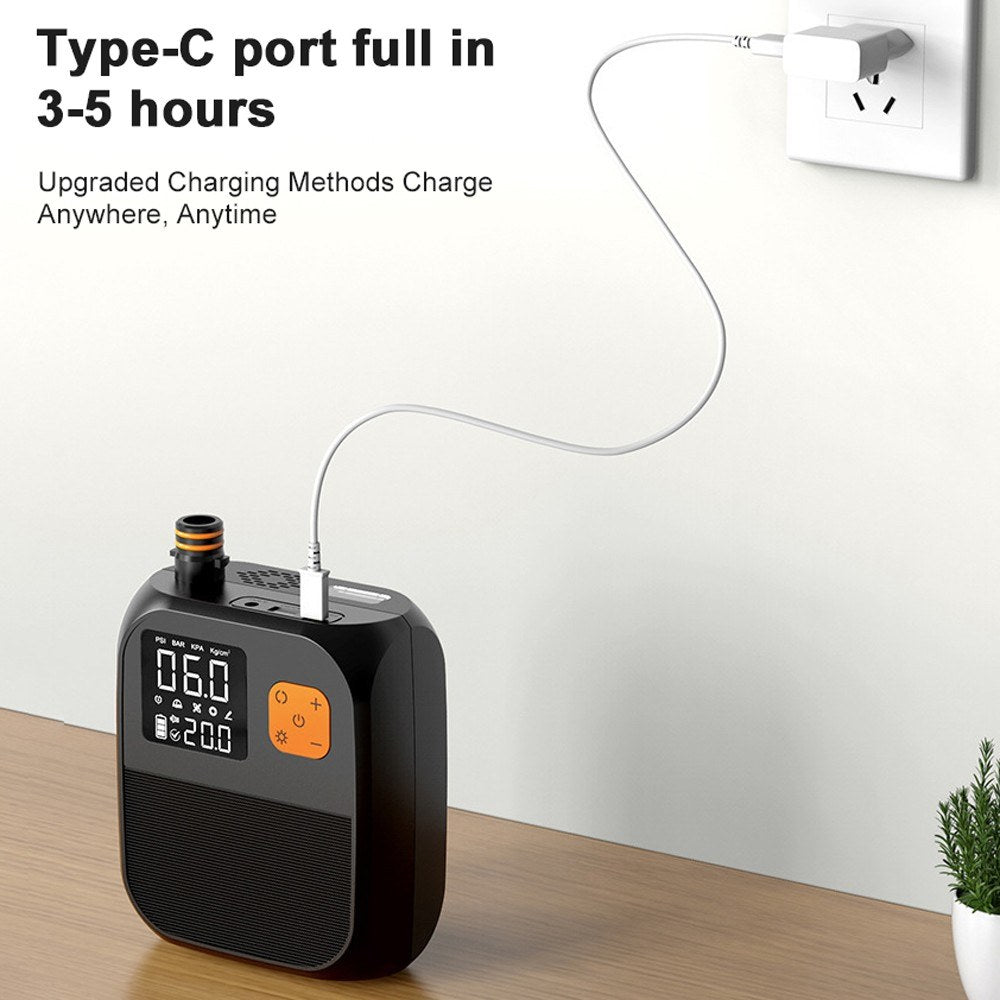 25PSI Electric Paddle Board Pump: High Pressure Compressor with Power Bank, 6 Nozzles & LED Light for Inflatable Boats & Air Mattresses