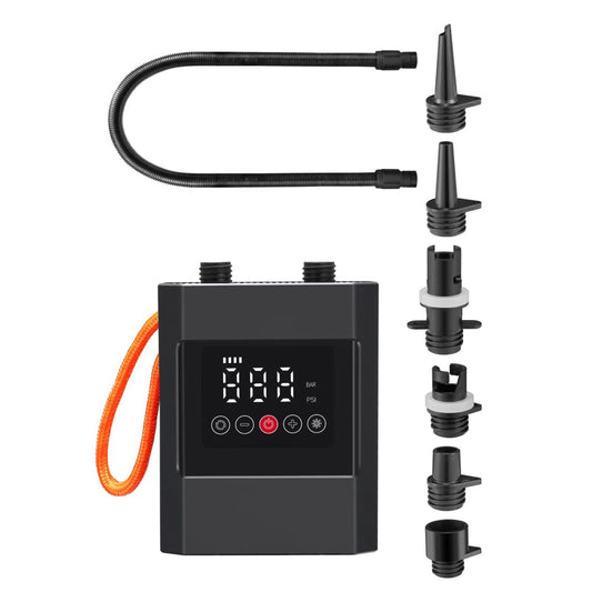 20PSI High-Pressure Electric Pump for Paddle Boards & Inflatables - Portable Air Compressor with 6 Nozzles