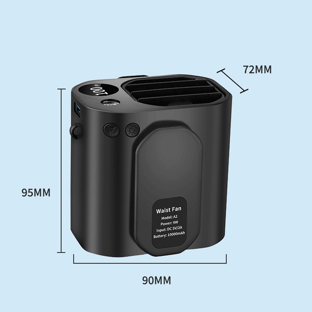 3-in-1 Rechargeable Waist, Neck & Desktop Fan with 3 Speeds, LED Light & 10000mAh Power Bank for Outdoor Work & Adventures
