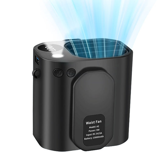 3-in-1 Rechargeable Waist, Neck & Desktop Fan with 3 Speeds, LED Light & 10000mAh Power Bank for Outdoor Work & Adventures