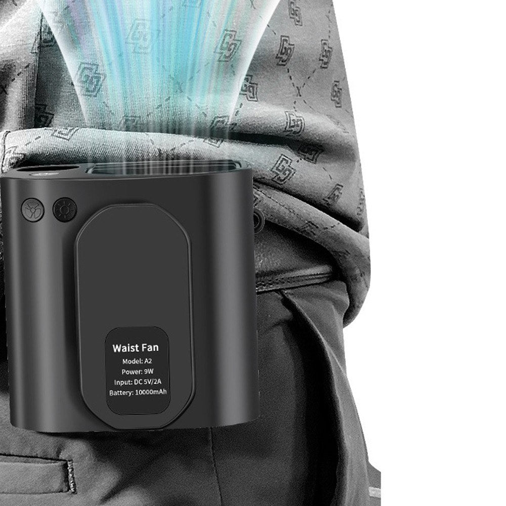 3-in-1 Rechargeable Waist, Neck & Desktop Fan with 3 Speeds, LED Light & 10000mAh Power Bank for Outdoor Work & Adventures
