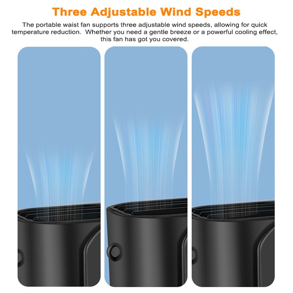3-in-1 Rechargeable Waist, Neck & Desktop Fan with 3 Speeds, LED Light & 10000mAh Power Bank for Outdoor Work & Adventures
