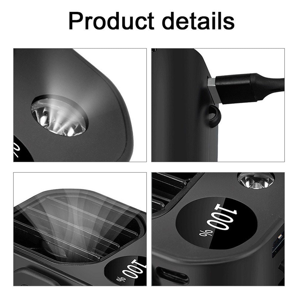 3-in-1 Rechargeable Waist, Neck & Desktop Fan with 3 Speeds, LED Light & 10000mAh Power Bank for Outdoor Work & Adventures