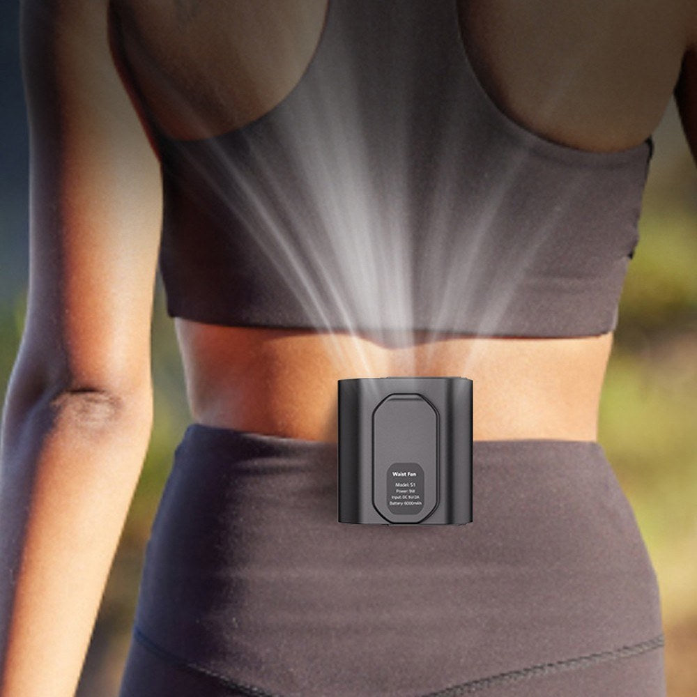 Rechargeable Wearable Waist Fan with 3-Level Speeds for Outdoor Activities